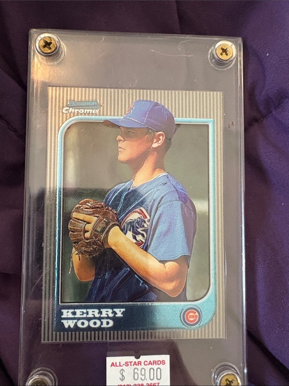 Kerry Wood Bowman Chrome Baseball Card - Blue Jersey
